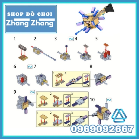 Đồ chơi xếp hình Minecraft trong Mine Blocks gồm Elder Guardian - Iron Golem - Big Magma Cube Minifigures Lele B041 046