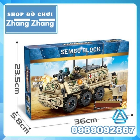 Đồ chơi Xếp hình Xe quân sự cứu thương quân y quân đội bọc thép Minifigures Sembo Block SD105561