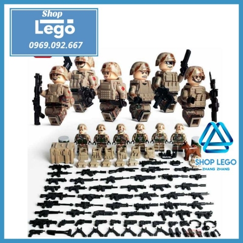 Xếp hình lính bộ binh sa mạc dã chiến đầy đủ vũ khí phụ kiện áo giáp mũ cối Lego Minifigures Tbstoys Tbs59-64