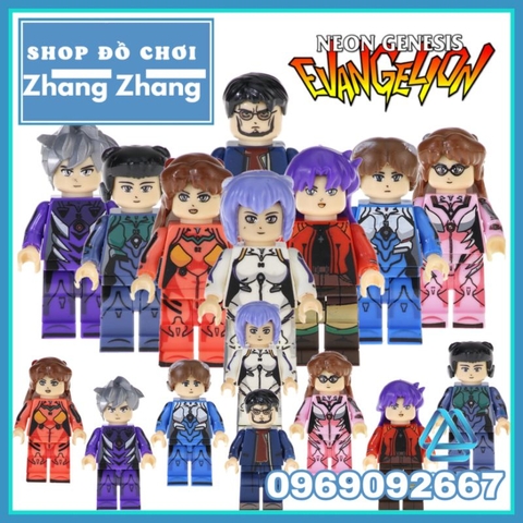 Đồ chơi xếp hình gồm Gendo - Shinji Ikari - Asuka Soryu - Rei Ayanami - Mari Makinami Mô hình Minifigures POGO PG8172