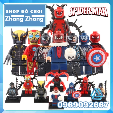 Xếp hình Symbiote Iron Man - Venom - Wolverine - Spider-Man - Deadpool Lego Minifigures WM6044