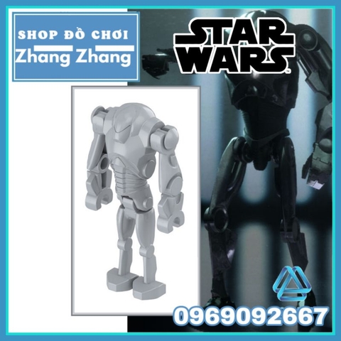 Đồ chơi xếp hình Star Wars 4 người máy Super Battle Droid màu trắng Minifigures POGO PG2252