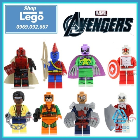 Xếp hình Vindicator - Captain Canuck - Yondu  - Melter - Prowler - Luke Cage - Hellboy Lego Minifigures Kopf KF6029