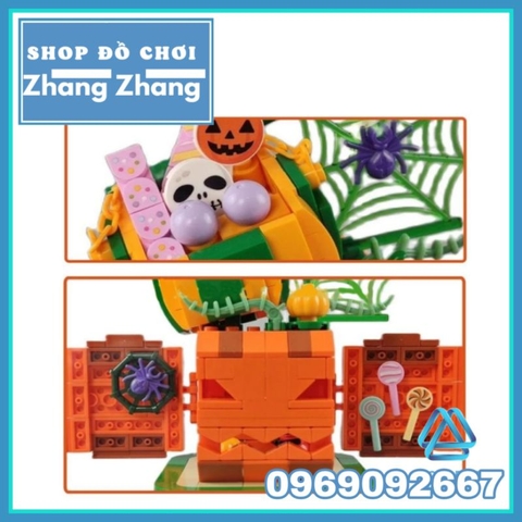 Đồ chơi Xếp hình Ngôi nhà bí đỏ Halloween 336 hình có đèn phát sáng mô hình Minifigures Shenyang SY5215