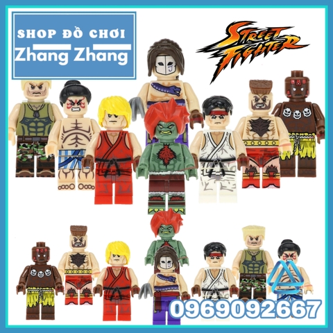 Xếp hình Street Fighter Ryu - Ken - Guile - Zangief - Honda- Dhalsim - Blanka - Vega Lego Minifigures Kopf KF8008
