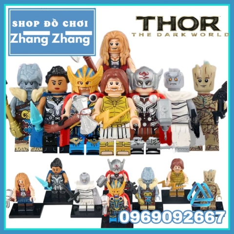 Đồ chơi xếp hình Thần sấm Thor Valkyrie Jane Foster Korg Zeus Groot Minifigures Koruit KT1062