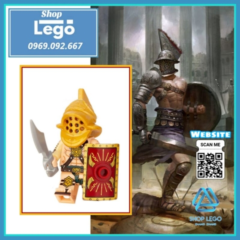 Xếp hình mô hình Võ sĩ giác đấu Roman Gladiator thời trung cổ Lego Minifigures Xinh X0320 Xh1768
