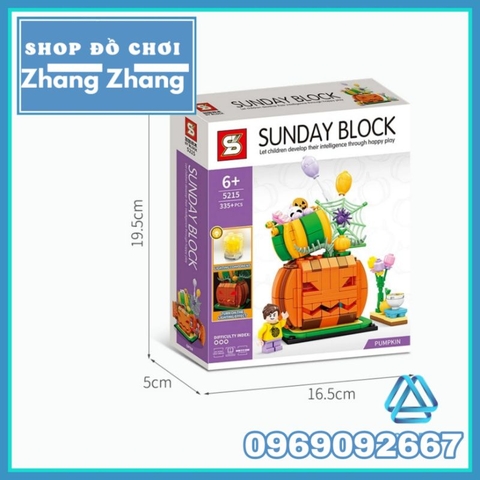 Đồ chơi Xếp hình Ngôi nhà bí đỏ Halloween 336 hình có đèn phát sáng mô hình Minifigures Shenyang SY5215