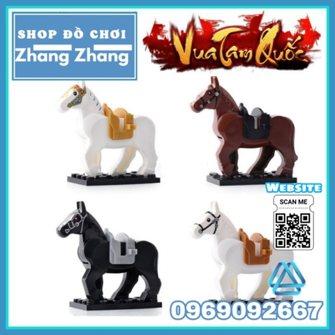 Xếp hình Ngựa chiến Tam Quốc Xích Thố - Đích Lô - Dạ chiếu ngọc Sư Tử - Ô vân đạp tuyết Lego Minifigures Xinh X0169