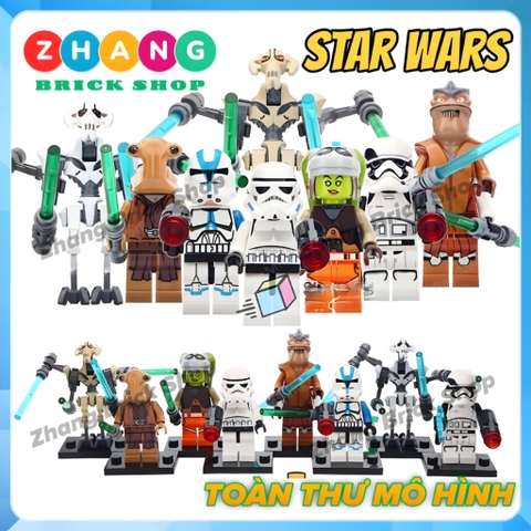 Xếp hình Star Wars gồm General Grevious - Pong Krell - Hera - Jedi - Stormtrooper Lego Minifigures Lele C032 039