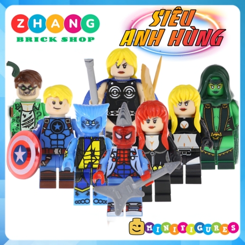 Xếp hình Black Widow - Gamora - Captain America - Riddler - Magik - Valkyrie - Beast Lego Minifigures Pogo PG8193