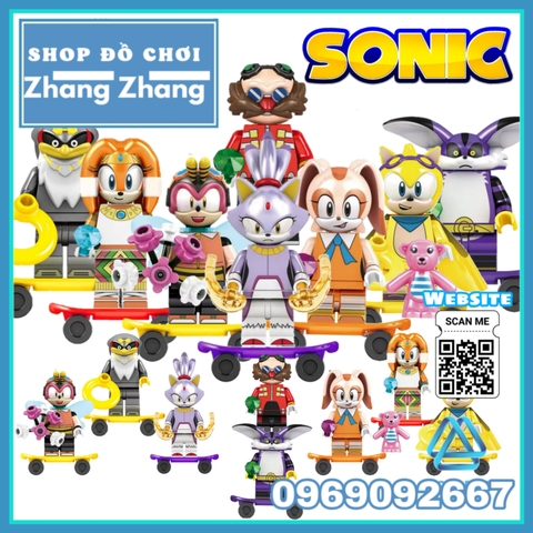 Xếp hình Sonic tặng ván trượt Ray Rabbit The Cat Charmy Bee Tikal Dr. Eggman Blaze Storm Lego Minifigures Kopf KF6124