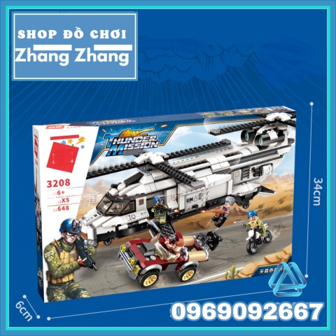 [648 hình] Xếp hình Trực thăng U.N trắng Quân sự Lego Minifigures Enlighten 3208