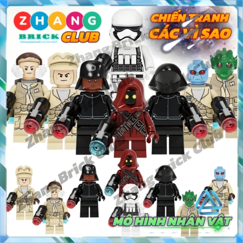 Đồ chơi xếp hình Star Wars gồm Rebel Trooper - Duros - Rodian - Jawa Storm Trooper Minifigures POGO PG8289