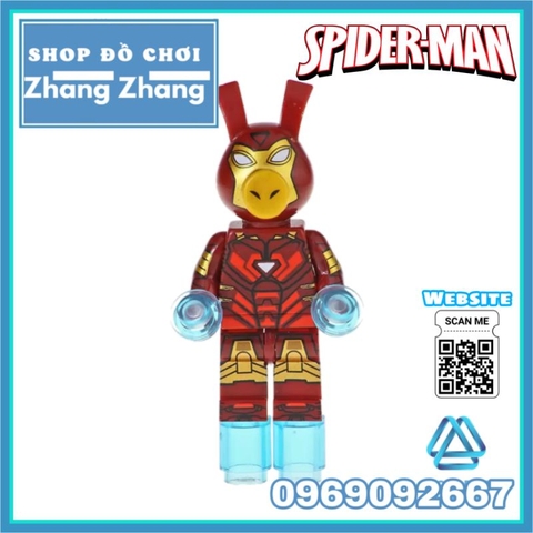 Đồ chơi xếp hình Spider Ham gồm Miles Morales - Ben Reily - Venom - Iron Ham - Hulk - Wolverham Minifigures Kopf KF6085