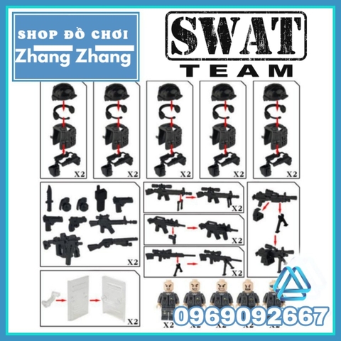 Xếp hình lực lượng đặc nhiệm phản ứng nhanh SWAT Mỹ đầy đủ phụ kiện Lego Minifigures 820024 no.820024