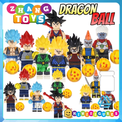 Xếp hình 7 viên ngọc rồng Dragon Ball Gogeta Goku Vegeta Gohan Cumber Tapion Mira Lego Minifigures Kopf KF6069
