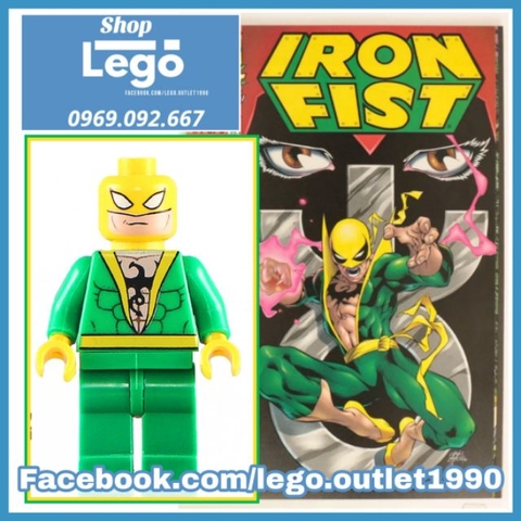 Xếp hình Iron Fist Xanh Green Siêu đẹp Marvel Dc Comics Lego Minifigures WM wm206
