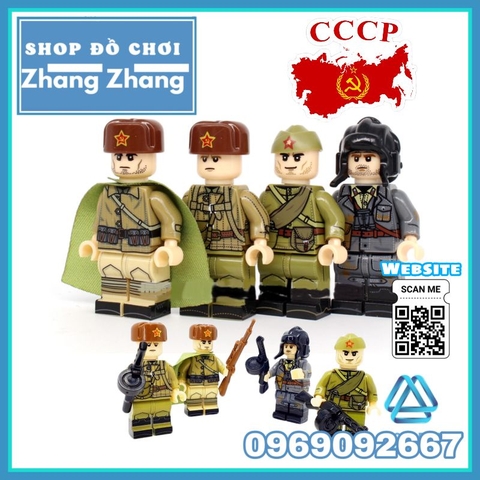 Đồ chơi xếp hình lính hồng quân Liên Xô Viết trong thế chiến II Minifigures JR001-004