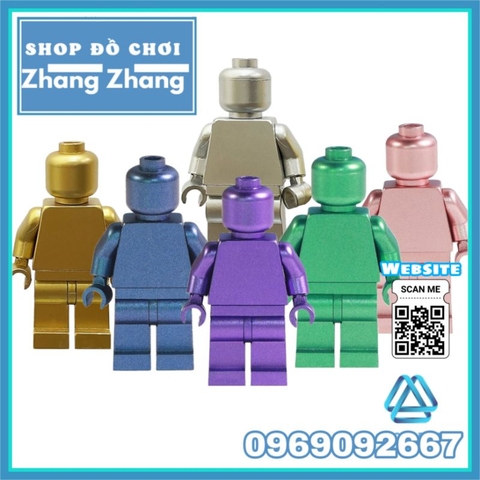 Đồ chơi xếp hình người trơn sơn đẹp Metallic Monochrome Minifigures Kopf KF2116-KF2121