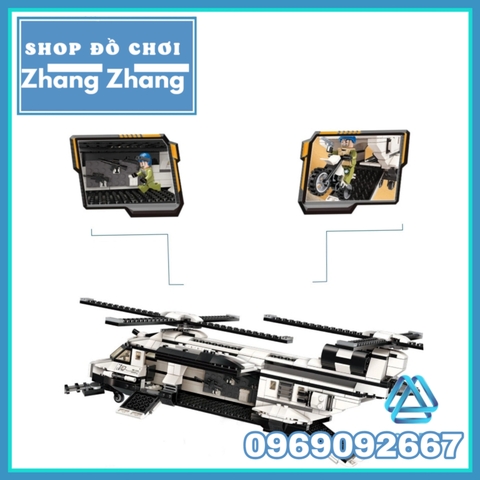 [648 hình] Xếp hình Trực thăng U.N trắng Quân sự Lego Minifigures Enlighten 3208