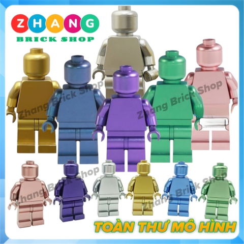 Đồ chơi xếp hình người trơn sơn đẹp Metallic Monochrome Minifigures Kopf KF2116-KF2121