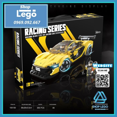 Xếp hình xe đua Ferrari 488 Pista trong Racing Series F1 Lego Minifigures Quanguan 100130