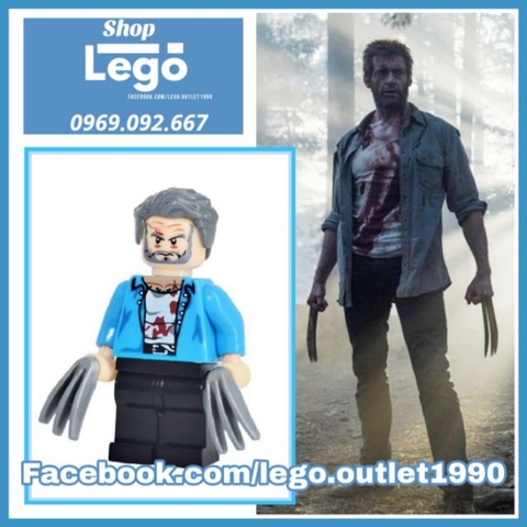 Xếp hình Người Sói Logan Wolverine siêu anh hùng X-men Dị nhân 2017 siêu cổ Lego Minifigures Kopf KF261 KF8005
