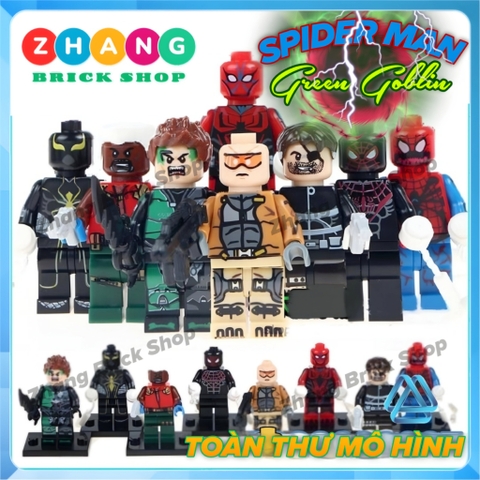Xếp hình Agent X, Green Goblin, Spider-Armor, Miles Morales siêu anh hùng Lego Minifigures POGO PG8096