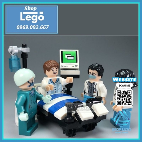Xếp hình Hospital Playlist gồm bác sĩ điều dưỡng bệnh nhân Dortor chiến sĩ áo trắng chống Covid Lego Minifigures No.8006