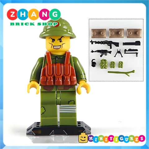 Xếp hình Bộ đội Việt Nam Việt Cộng chống Mỹ cứu nước 1975 đi kèm rất nhiều phụ kiện vũ khí Lego Minifigures DIY D71010