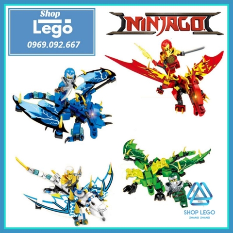 Xếp hình Ninjago cuộc chiến rồng bay Kai - Jay - Zane - Lloyd Lego Minifigures DLP DLP555