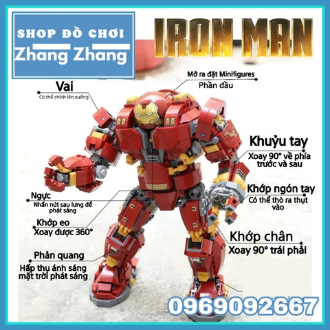 [1363 hình] Xếp hình Iron man chế tạo Hulkbuster MK44 Age of Ultron Lego Minifigures Decool 7134