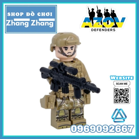 Đồ chơi xếp hình Tiểu đoàn Azov Ukraine chiến đấu với quân đội Nga Minifigures M8019