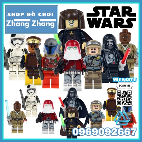 Xếp hình Star Wars Mace Windu Luminara Darth Malgus  Naboo Guard Jango Fett Trooper Lego Minifigures Pogo PG8095