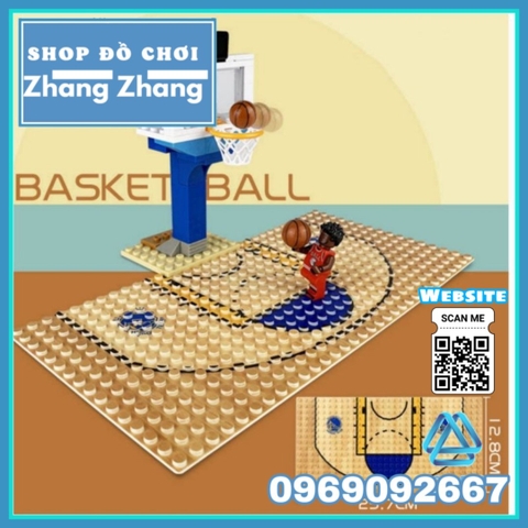 Xếp hình sân bóng rổ 1 : 1 giải bóng rổ nhà nghề NBA mới nhất Lego Minifigures Basketball tặng bảng rổ