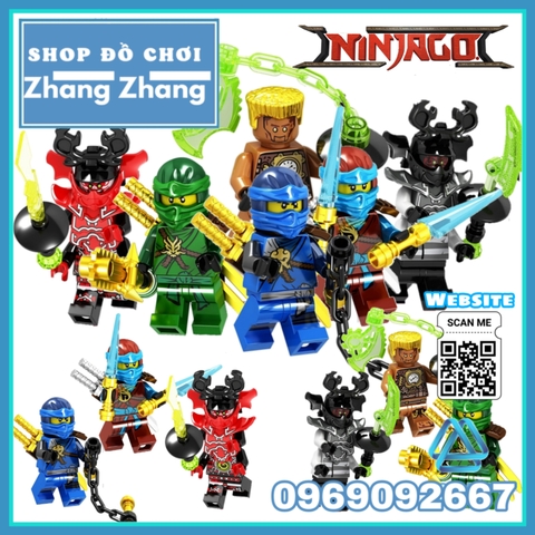 Xếp hình Ninjago Nya- Echo Zane- Jay- General Kozu- Lloyd- Giant Stone Warrior Lego Minifigures PRCK GA143 148