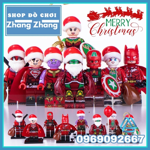Xếp hình Giáng sinh Christmas Batman - Superman - Iron Man - Thanos - Deadpool - Harley Quinn Lego Minifigures WM6104