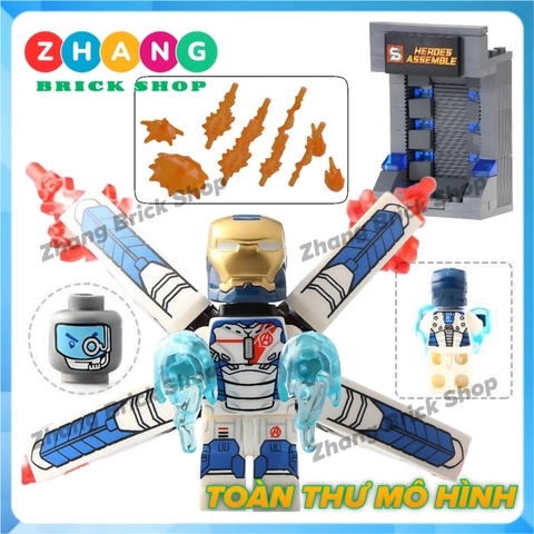 [129 hình] Xếp hình Người sắt Iron man Tủ trưng bày giáp Full Tủ + Hiệu ứng + Cánh) Lego Minifigures SY Sy1169