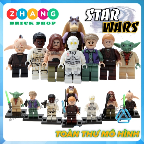 Mô hình nhân vật Star Wars Finn Padawan K3PO Yoda Gungan Malakili Jedi Leia POGO PG8049 Zhang Brick Shop