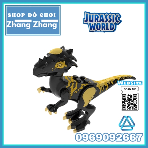 Xếp hình Công viên khủng long - Jurassic Park - Dilophosaurus - Velociraptor - Stygimoloch Lego Minifigures POGO PG8239