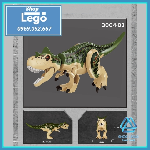 [29 cm] Xếp hình Khủng long Green Carnotaurus trong công viên kỷ Jura Jurassic Park Lego Minifigures 3004