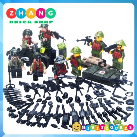 Xếp hình Bộ đội Việt Nam Việt Cộng chống Mỹ cứu nước 1975 đi kèm rất nhiều phụ kiện vũ khí Lego Minifigures DIY D71010