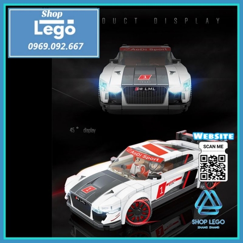 Xếp hình siêu xe Audi R8 LMS gồm 362 hình tặng 2 nhân vật Lego Minifigures Quanguan 100134