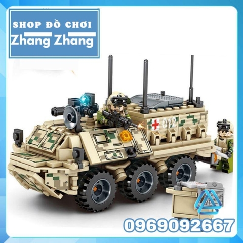 Đồ chơi Xếp hình Xe quân sự cứu thương quân y quân đội bọc thép Minifigures Sembo Block SD105561