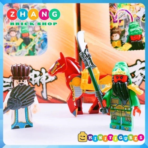 Đồ chơi xếp hình combo 6 nhân vật tam quốc ngẫu nhiên Quan Vũ Triệu Vân Khổng Minh Lữ Bố Xích thố Minifigures D613