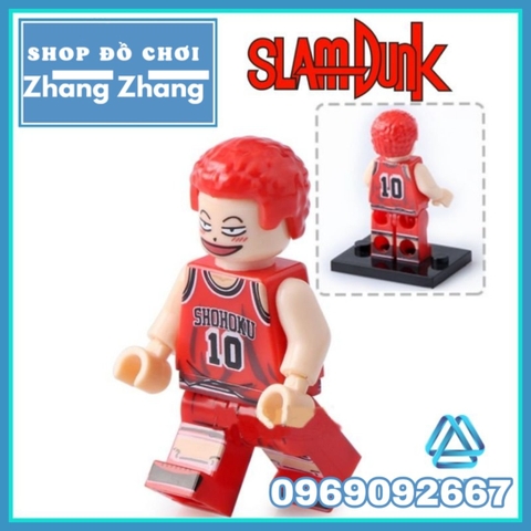 Xếp hình Bóng rổ Slam Dunk Hanamichi - Akagi - Miyagi - Rukawa - Haruko - Ayako Lego Minifigures POGO PG8092
