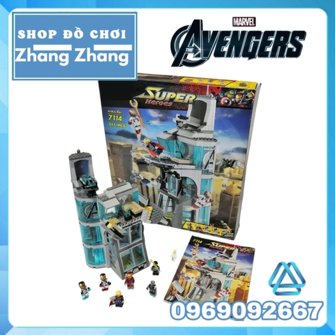 [511 hình] Xếp hình Lego Attack On Avengers Tower Lego Minifigures Decool 7114