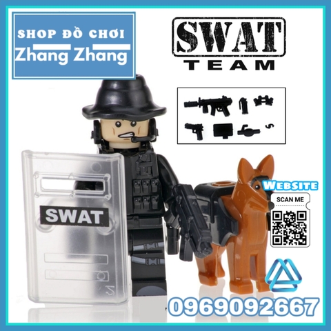 Xếp hình biệt đội SWAT đặc nhiệm và chó nghiệp vụ Lego Minifigures Kopf KF6067