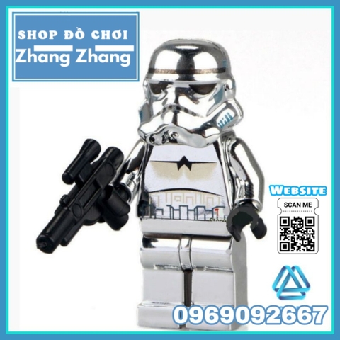 Xếp hình Imperial Stormtrooper mạ Crom bóng trong Star Wars Chiến tranh giữa các vì sao Lego Minifigures POGO PG801
